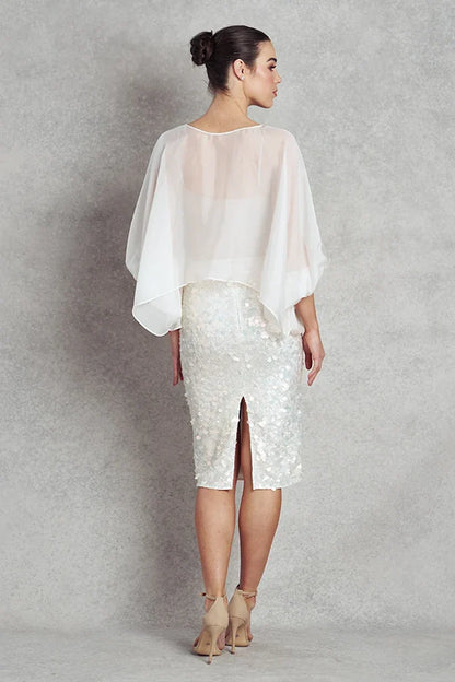 Take my Breath Away Cocktail Pencil Skirt - Iridescent White Sequins