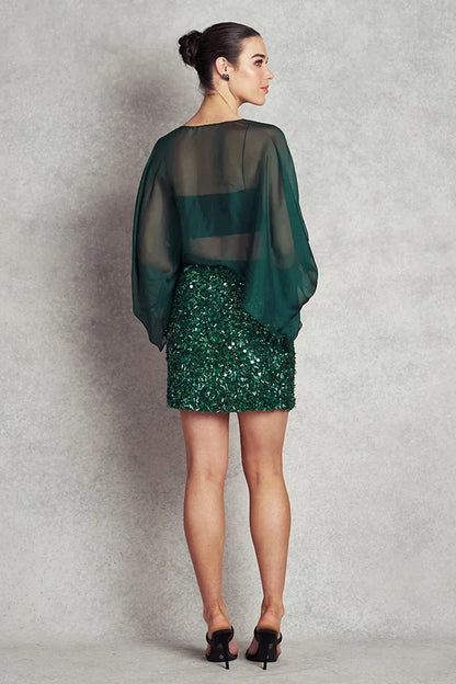 Blurred Lines Mini Skirt - Emerald Green