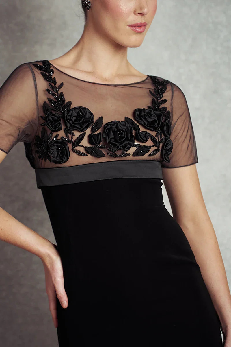 Glimpse of Serenity Dress - Black with Floral