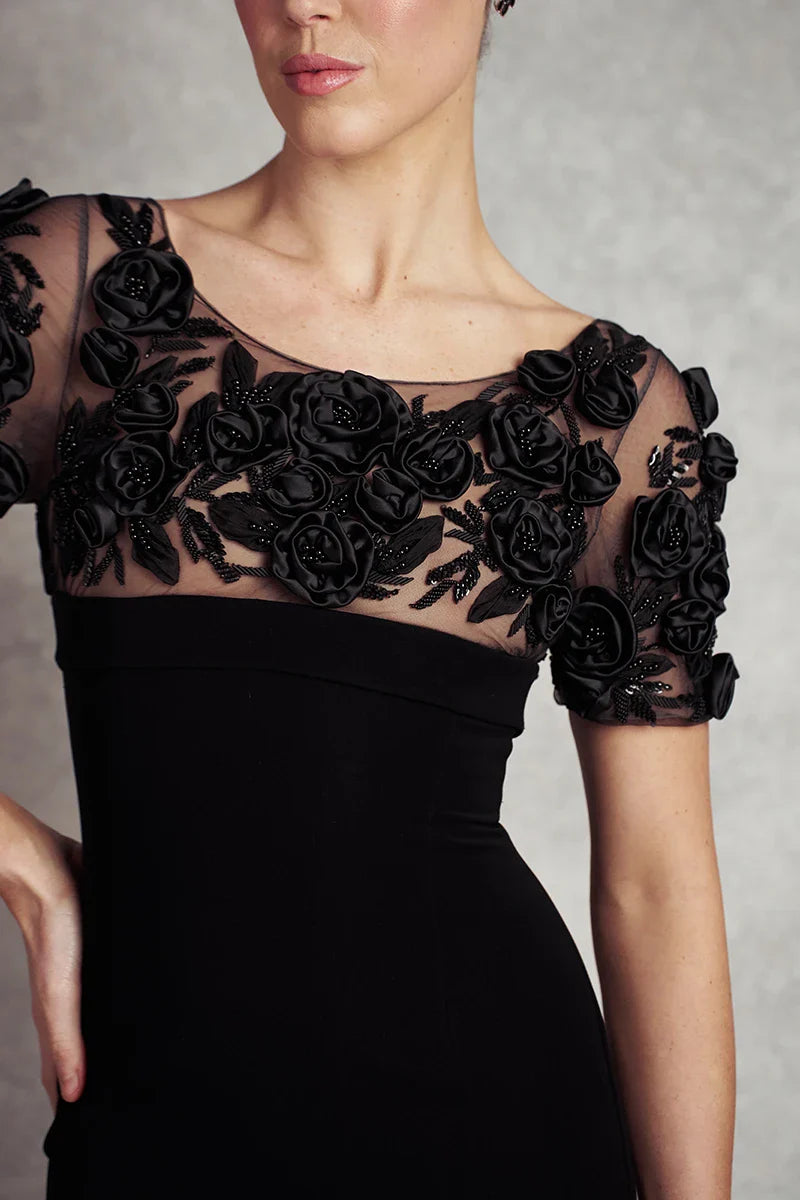 Tranquillity Gown - Black with Black Floral