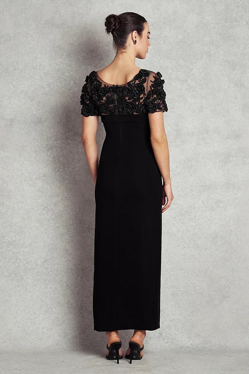 Tranquillity Gown - Black with Black Floral