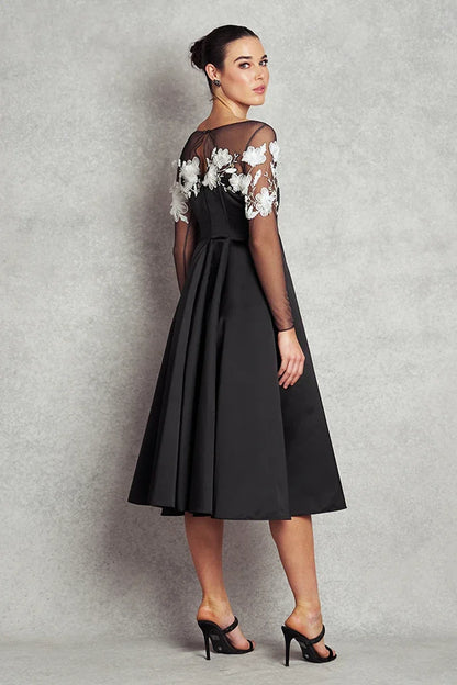 Absolute Joy Dress - Black with White Floral Sequins