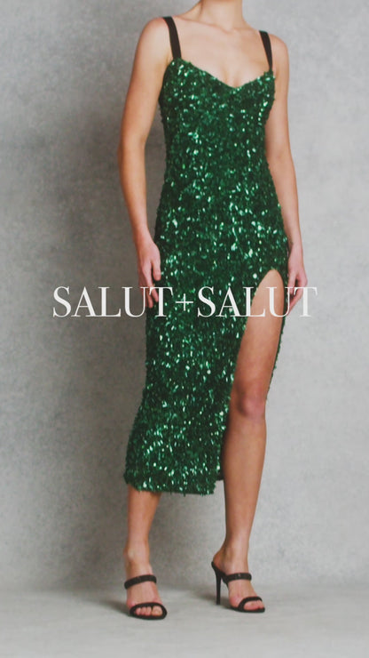 Wanderer Gown - Green Sequins