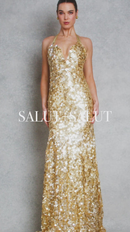 Ocean Magic Gown - Gold Sequins