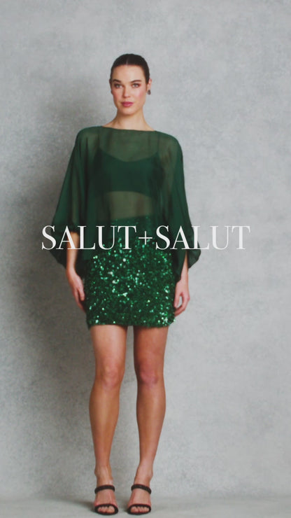 Blurred Lines Mini Skirt - Emerald Green